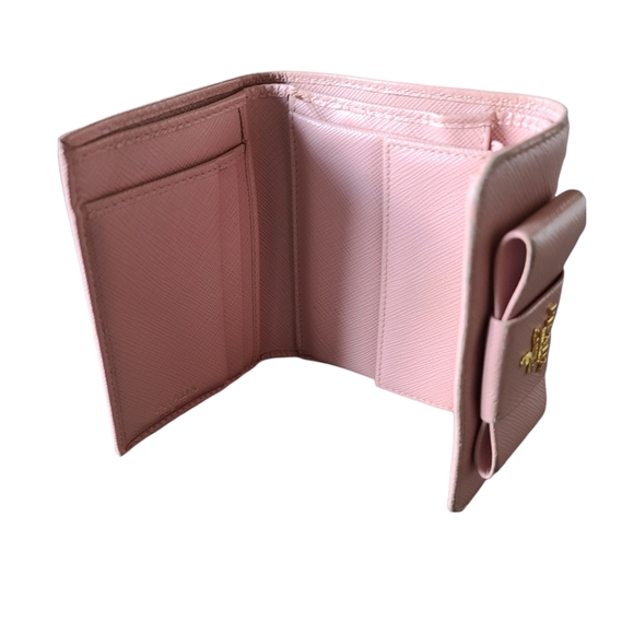 Prada Saffiano Compact Bow Leather Wallet - Picture 3 of 8